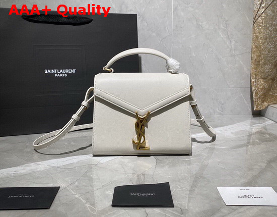 Saint Laurent Cassandra Mini Top Handle Bag in Vintage White Grain De Poudre Embossed Leather Replica