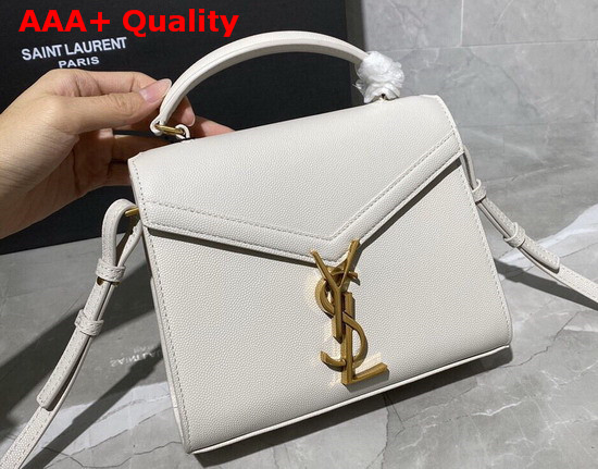 Saint Laurent Cassandra Mini Top Handle Bag in Vintage White Grain De Poudre Embossed Leather Replica