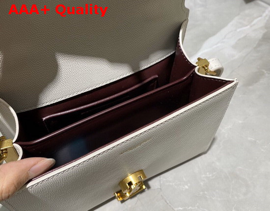 Saint Laurent Cassandra Mini Top Handle Bag in Vintage White Grain De Poudre Embossed Leather Replica