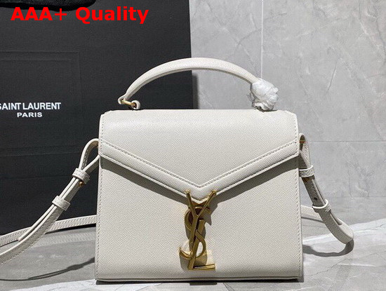 Saint Laurent Cassandra Mini Top Handle Bag in Vintage White Grain De Poudre Embossed Leather Replica