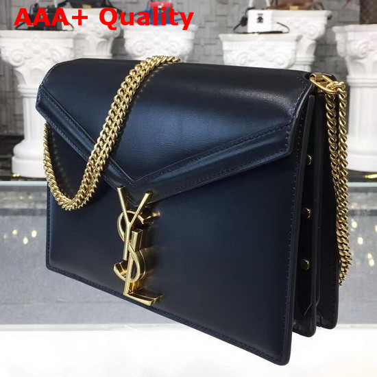 Saint Laurent Cassandra Monogram Clasp Bag in Black Smooth Leather Replica