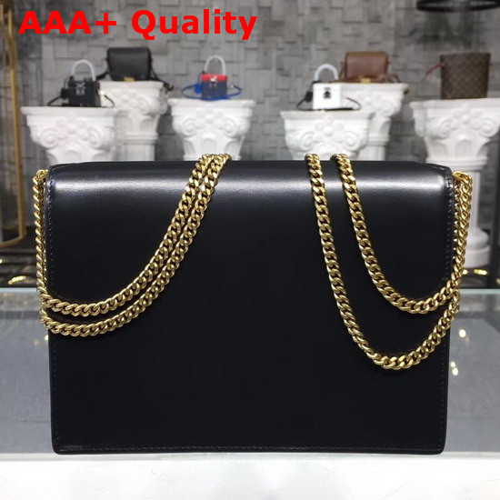 Saint Laurent Cassandra Monogram Clasp Bag in Black Smooth Leather Replica