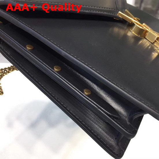 Saint Laurent Cassandra Monogram Clasp Bag in Black Smooth Leather Replica