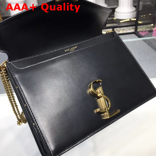 Saint Laurent Cassandra Monogram Clasp Bag in Black Smooth Leather Replica