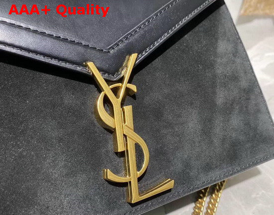 Saint Laurent Cassandra Monogram Clasp Bag in Black Smooth Leather and Suede Replica