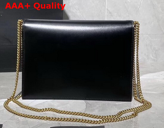 Saint Laurent Cassandra Monogram Clasp Bag in Black Smooth Leather and Suede Replica