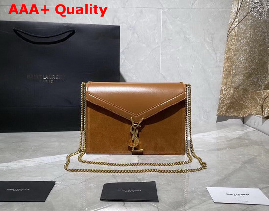 Saint Laurent Cassandra Monogram Clasp Bag in Brick Smooth Leather and Suede Replica