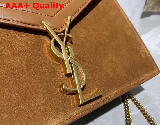 Saint Laurent Cassandra Monogram Clasp Bag in Brick Smooth Leather and Suede Replica