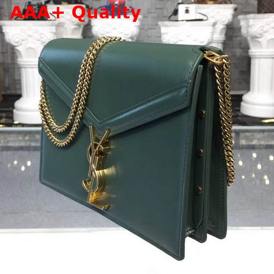 Saint Laurent Cassandra Monogram Clasp Bag in Dark Green Smooth Leather Replica