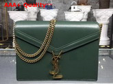 Saint Laurent Cassandra Monogram Clasp Bag in Dark Green Smooth Leather Replica