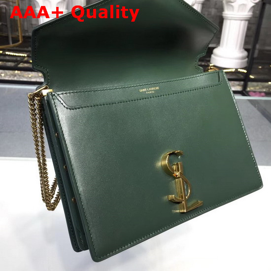 Saint Laurent Cassandra Monogram Clasp Bag in Dark Green Smooth Leather Replica