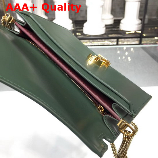 Saint Laurent Cassandra Monogram Clasp Bag in Dark Green Smooth Leather Replica