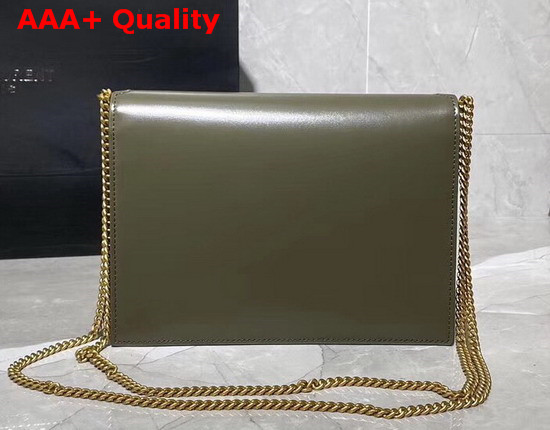 Saint Laurent Cassandra Monogram Clasp Bag in Olive Smooth Leather and Suede Replica