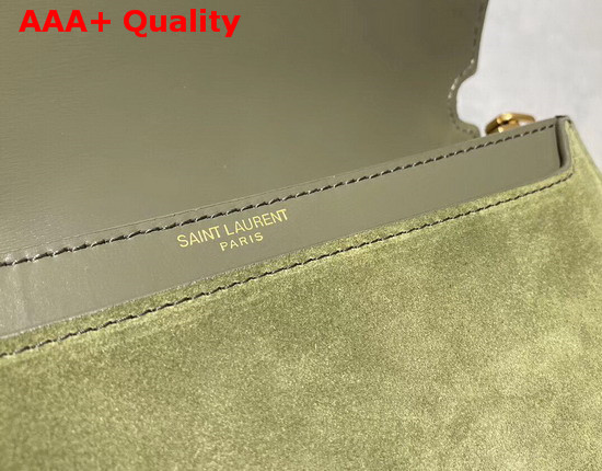 Saint Laurent Cassandra Monogram Clasp Bag in Olive Smooth Leather and Suede Replica