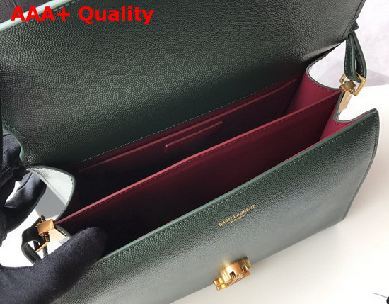 Saint Laurent Cassandra Top Handle Medium Bag in Dark Green Grain De Poudre Embossed Leather Replica