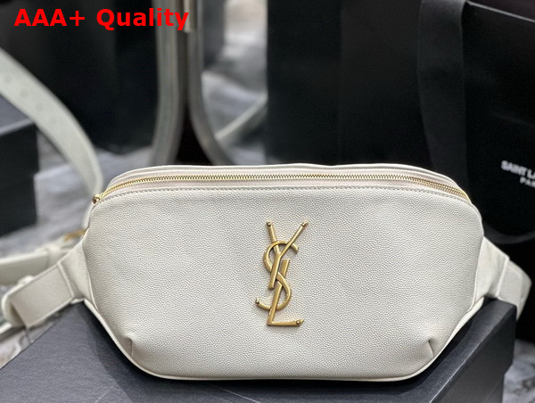 Saint Laurent Cassandre Classic Belt Bag in Blanc Grain de Poudre Embossed Leather Replica