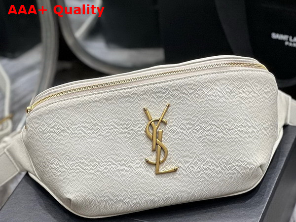 Saint Laurent Cassandre Classic Belt Bag in Blanc Grain de Poudre Embossed Leather Replica