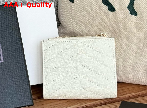 Saint Laurent Cassandre Matelasse Bi Fold Wallet in Blanc Vintage Grain de Poudre Leather Replica