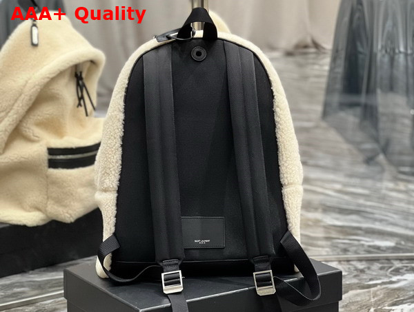 Saint Laurent City Backpack in Beige Shearling Replica