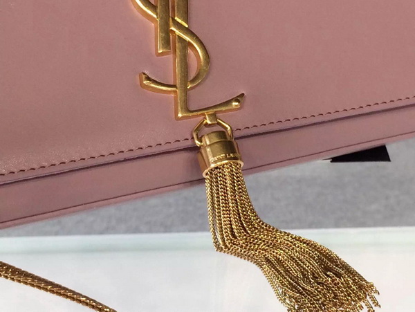 Saint Laurent Classic Large Monogram Saint Laurent Tassel Satchel in Light Pink Leather for Sale