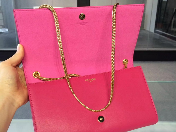 Saint Laurent Classic Large Monogram Saint Laurent Tassel Satchel in Pink Leather for Sale