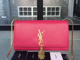 Saint Laurent Classic Large Monogram Saint Laurent Tassel Satchel in Pink Leather for Sale