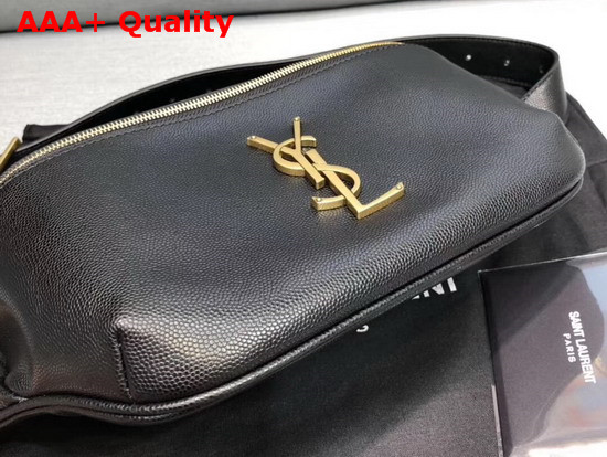 Saint Laurent Classic Monogram Belt Bag in Black Grain De Poudre Embossed Leather Replica