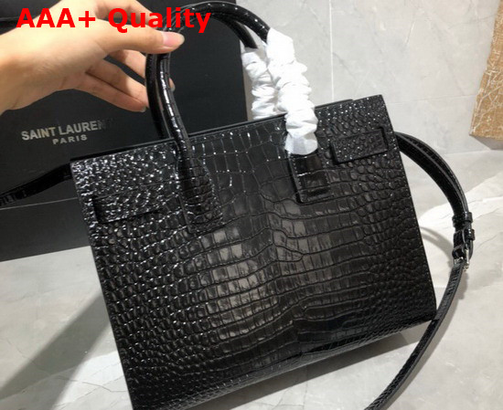 Saint Laurent Classic Sac de Jour Baby in Black Crocodile Embossed Matte Leather Replica