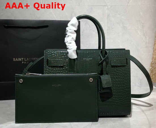 Saint Laurent Classic Sac de Jour Baby in Green Crocodile Embossed Matte Leather Replica