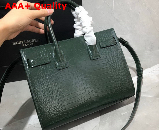 Saint Laurent Classic Sac de Jour Baby in Green Crocodile Embossed Matte Leather Replica