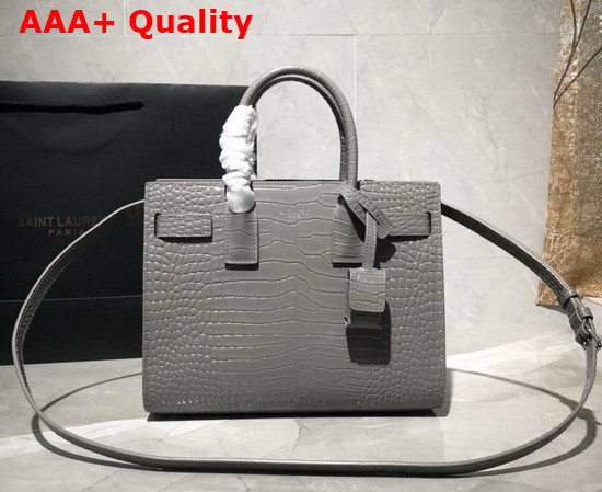 Saint Laurent Classic Sac de Jour Baby in Grey Crocodile Embossed Matte Leather Replica