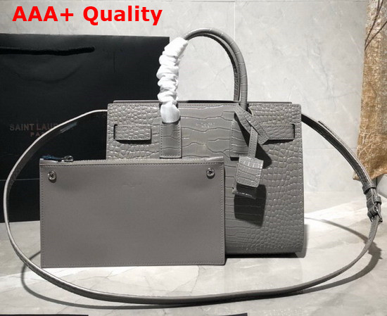 Saint Laurent Classic Sac de Jour Baby in Grey Crocodile Embossed Matte Leather Replica