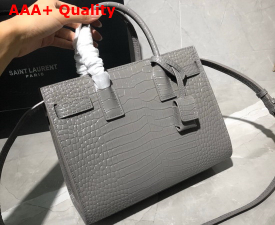 Saint Laurent Classic Sac de Jour Baby in Grey Crocodile Embossed Matte Leather Replica