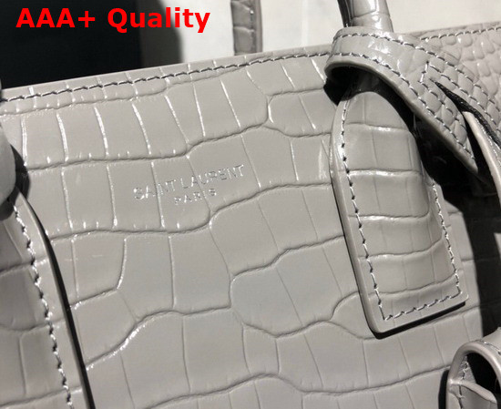 Saint Laurent Classic Sac de Jour Baby in Grey Crocodile Embossed Matte Leather Replica