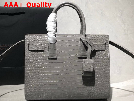 Saint Laurent Classic Sac de Jour Baby in Grey Crocodile Embossed Matte Leather Replica