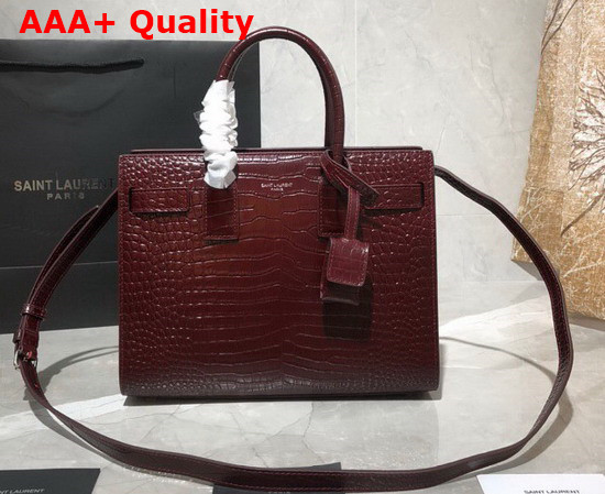 Saint Laurent Classic Sac de Jour Baby in Opyum Red Crocodile Embossed Matte Leather Replica