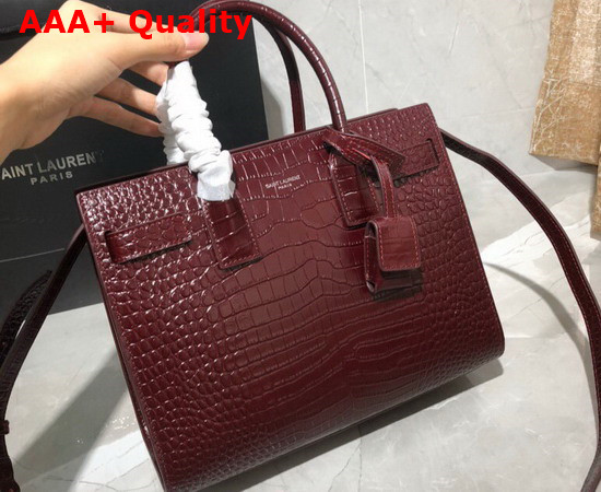 Saint Laurent Classic Sac de Jour Baby in Opyum Red Crocodile Embossed Matte Leather Replica