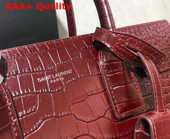 Saint Laurent Classic Sac de Jour Baby in Opyum Red Crocodile Embossed Matte Leather Replica