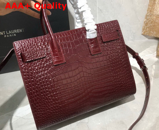 Saint Laurent Classic Sac de Jour Baby in Opyum Red Crocodile Embossed Matte Leather Replica