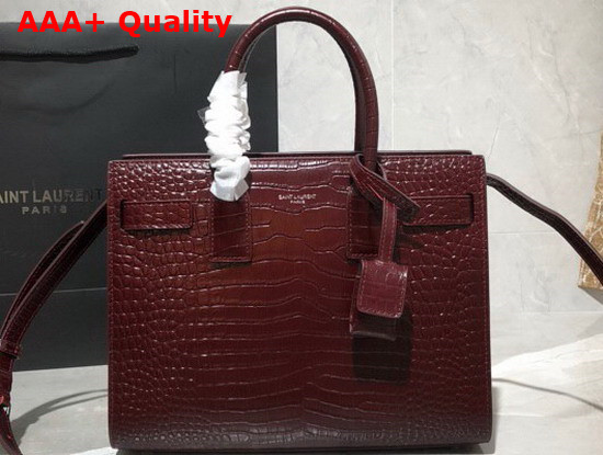 Saint Laurent Classic Sac de Jour Baby in Opyum Red Crocodile Embossed Matte Leather Replica