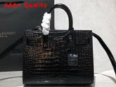 Saint Laurent Classic Sac de Jour Nano in Crocodile Embossed Matte Leather Black Replica