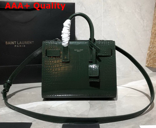 Saint Laurent Classic Sac de Jour Nano in Green Crocodile Embossed Matte Leather Replica