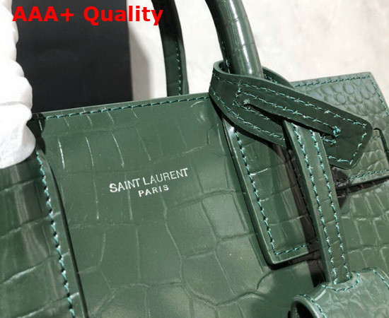 Saint Laurent Classic Sac de Jour Nano in Green Crocodile Embossed Matte Leather Replica