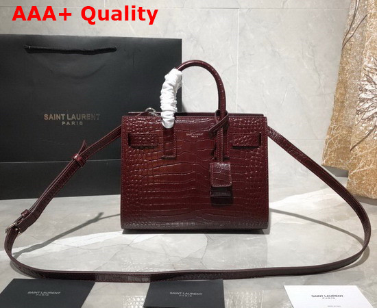 Saint Laurent Classic Sac de Jour Nano in Opyum Red Crocodile Embossed Matte Leather Replica