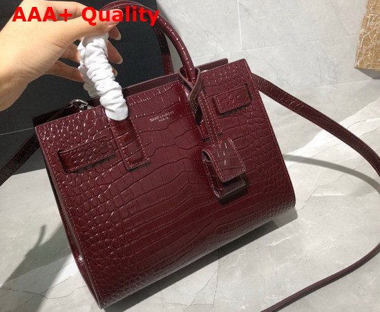 Saint Laurent Classic Sac de Jour Nano in Opyum Red Crocodile Embossed Matte Leather Replica