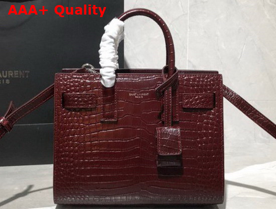 Saint Laurent Classic Sac de Jour Nano in Opyum Red Crocodile Embossed Matte Leather Replica