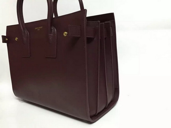 Saint Laurent Classic Small Sac De Jour Bag in Burgundy Smooth Leather for Sale