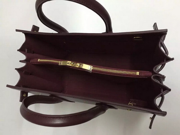 Saint Laurent Classic Small Sac De Jour Bag in Burgundy Smooth Leather for Sale