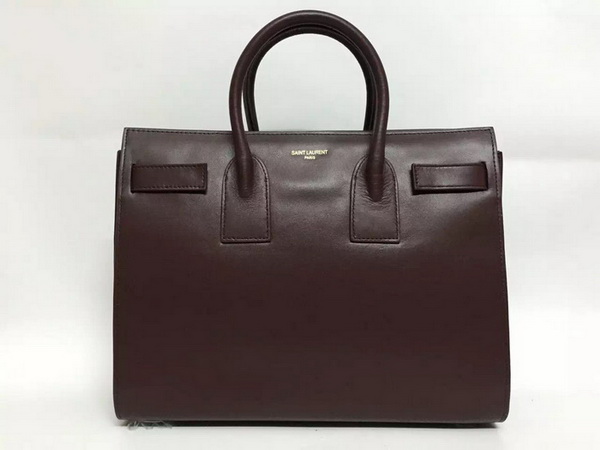 Saint Laurent Classic Small Sac De Jour Bag in Burgundy Smooth Leather for Sale