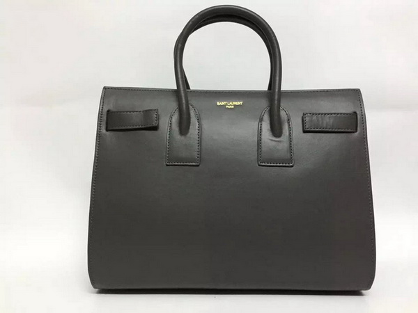 Saint Laurent Classic Small Sac De Jour Bag in Grey Smooth Leather for Sale